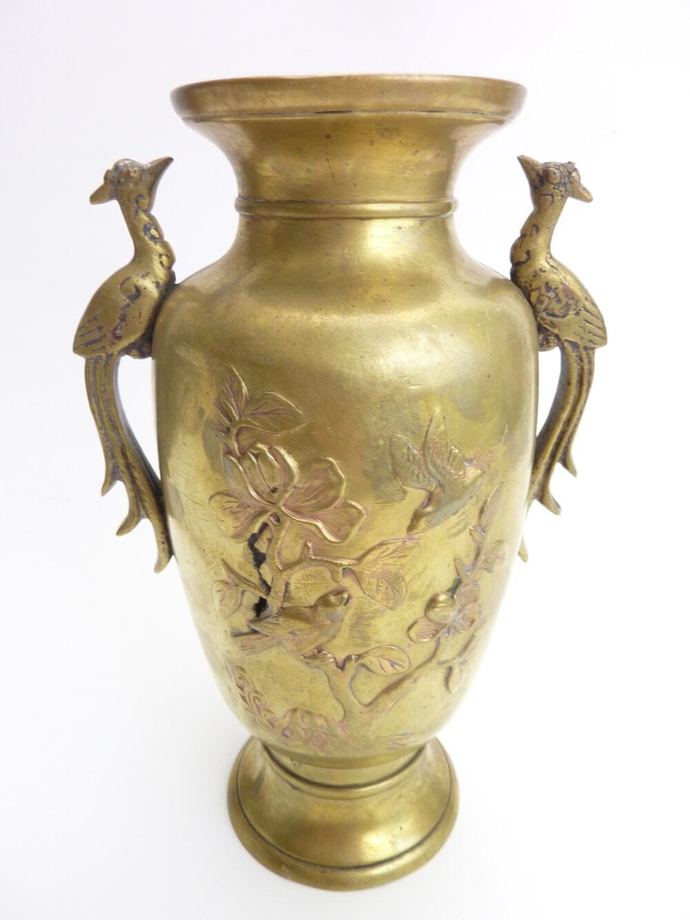 Vintage Brass Vase Incense Flower Chinese Pot Home Decor